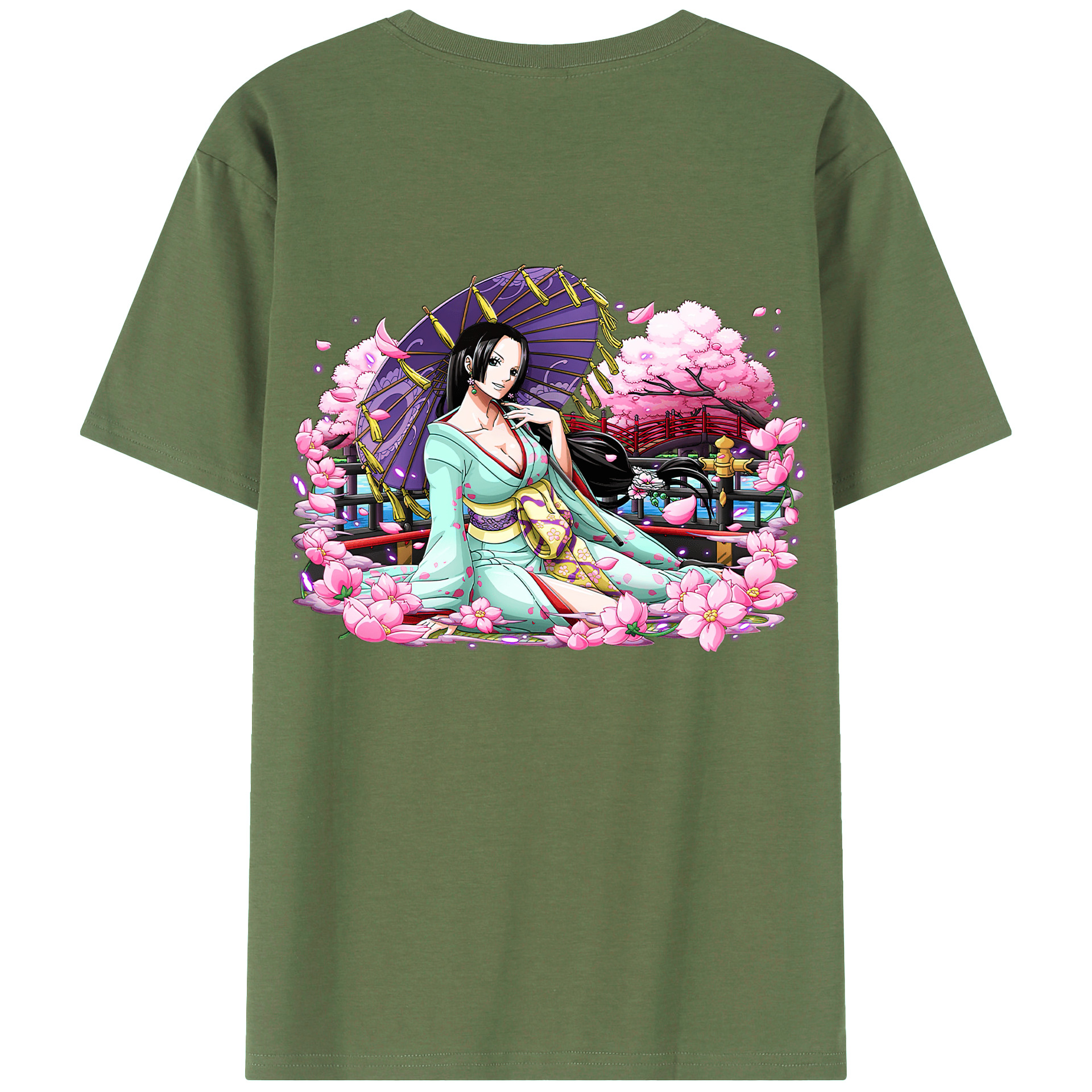ワンピース ボア・ハンコック ONE PIECE Boa·Hancock 綿100％ メンズ半袖Tシャツ（バックプリント） 通気性